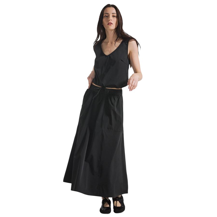 Gonna lunga in nylon con logo nero da donna Deha | D2269710009